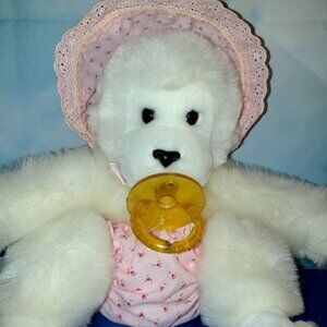 White Baby Girl Gorilla with Pacifier Sugar N' Spice Goo Goo Gorilla Dakin 1983
